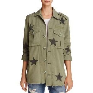 Pistola Star Print Military Utility Cargo Button Front Green Jacket Small
